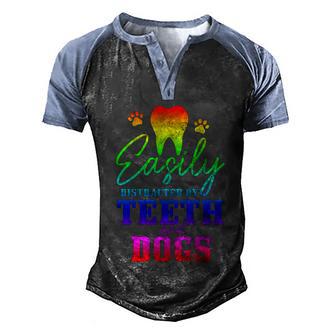 Teeth And Dogs Dentist Dental Student Assistant Hygienist Gift Graphic Design Printed Casual Daily Basic Men's Henley Shirt Raglan Sleeve 3D Print T-shirt - Thegiftio UK