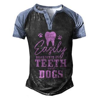 Teeth And Dogs Dentist Dental Student Assistant Hygienist Meaningful Gift Men's Henley Shirt Raglan Sleeve 3D Print T-shirt - Thegiftio UK