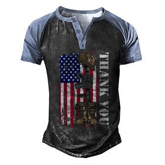 Thank You For Your Service Memorial Day Usa American Flag Graphic Design Printed Casual Daily Basic Men's Henley Shirt Raglan Sleeve 3D Print T-shirt - Thegiftio UK