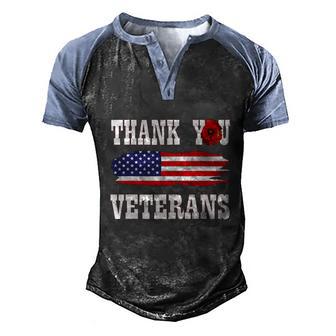 Thank You Veterans Shirt With American Flag Red Poppy Graphic Design Printed Casual Daily Basic Men's Henley Shirt Raglan Sleeve 3D Print T-shirt - Thegiftio UK