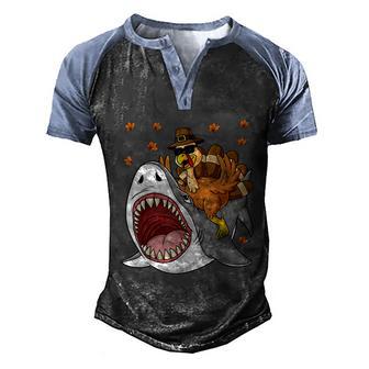 Thanksgiving Turkey Riding Shark Funny Gift Graphic Design Printed Casual Daily Basic Men's Henley Shirt Raglan Sleeve 3D Print T-shirt - Thegiftio UK