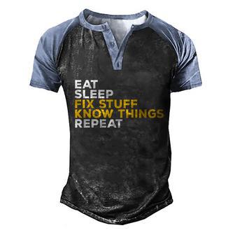 Thats What I Do I Fix Stuff And I Know Things Dad Gift Graphic Design Printed Casual Daily Basic Men's Henley Shirt Raglan Sleeve 3D Print T-shirt - Thegiftio UK