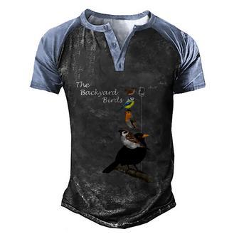 The Backyard Birds Painting Cute Birds Funny Gift Graphic Design Printed Casual Daily Basic Men's Henley Shirt Raglan Sleeve 3D Print T-shirt - Thegiftio UK