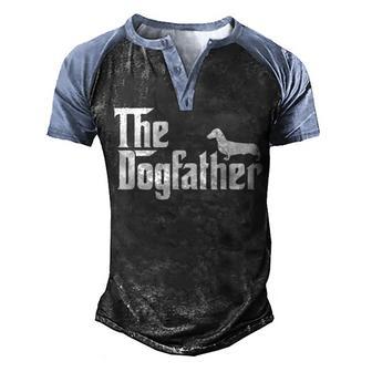 The Dogfather Dachshund Fathers Day Gift Men's Henley Shirt Raglan Sleeve 3D Print T-shirt - Thegiftio UK