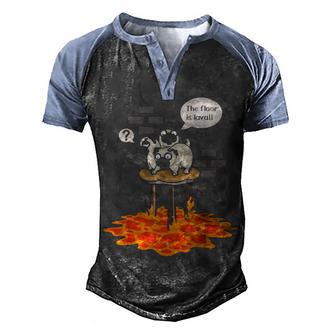 The Floor Is Lava Pug Lovers Men's Henley Shirt Raglan Sleeve 3D Print T-shirt - Thegiftio UK