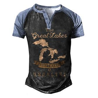 The Great Lakes Shark Free Unsalted Michigan Gift Men's Henley Shirt Raglan Sleeve 3D Print T-shirt - Thegiftio UK