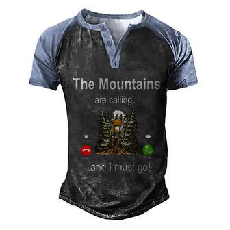 The Mountains Are Calling And I Must Go Hiking Men's Henley Shirt Raglan Sleeve 3D Print T-shirt - Thegiftio UK