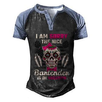 The Nice Bartender Is On Vacation Bartender Gift Graphic Design Printed Casual Daily Basic Men's Henley Shirt Raglan Sleeve 3D Print T-shirt - Thegiftio UK