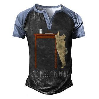 The Puggle Is Real Funny Pug Graphic Design Printed Casual Daily Basic Men's Henley Shirt Raglan Sleeve 3D Print T-shirt - Thegiftio UK