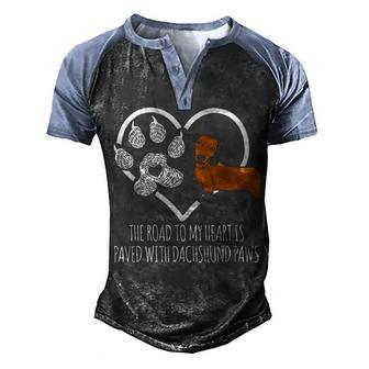 The Road To My Heart Is Paved With Dachshund Paws Men's Henley Shirt Raglan Sleeve 3D Print T-shirt - Thegiftio UK