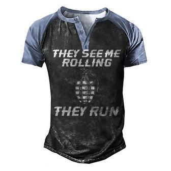 They See Me Rolling Men's Henley Shirt Raglan Sleeve 3D Print T-shirt - Seseable