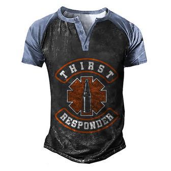 Thirsty Responder Funny Bartender Gift Graphic Design Printed Casual Daily Basic Men's Henley Shirt Raglan Sleeve 3D Print T-shirt - Thegiftio UK