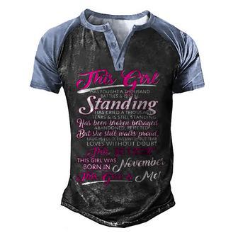 This Girl Was Born In November Men's Henley Shirt Raglan Sleeve 3D Print T-shirt - Thegiftio UK