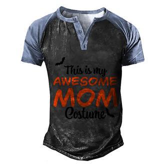 This Is My Awesome Mom Costume Halloween Quote Graphic Design Printed Casual Daily Basic Men's Henley Shirt Raglan Sleeve 3D Print T-shirt - Thegiftio UK