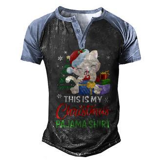 This Is My Christmas Pajama Cat Graphic Design Printed Casual Daily Basic Men's Henley Shirt Raglan Sleeve 3D Print T-shirt - Thegiftio UK