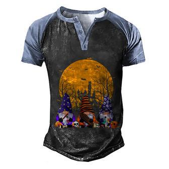 Three Gnomes Happy Halloween Fall Candy Corn Pumpkin Graphic Design Printed Casual Daily Basic Men's Henley Shirt Raglan Sleeve 3D Print T-shirt - Thegiftio UK
