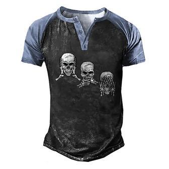 Three Skulls Head Graphic Design Printed Casual Daily Basic Men's Henley Shirt Raglan Sleeve 3D Print T-shirt - Thegiftio UK