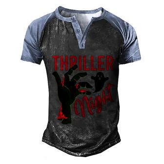 Thriller Night Halloween Quote Graphic Design Printed Casual Daily Basic Men's Henley Shirt Raglan Sleeve 3D Print T-shirt - Thegiftio UK