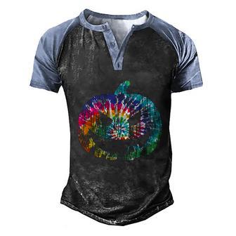 Tie Dye Halloween Jack O Lantern Spooky Pumpkin Graphic Design Printed Casual Daily Basic Men's Henley Shirt Raglan Sleeve 3D Print T-shirt - Thegiftio UK