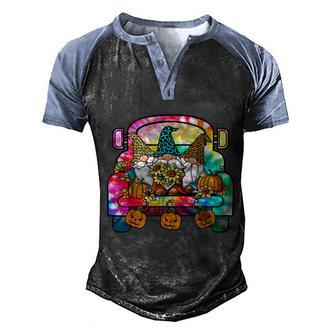Tie Dye Pumpkin Gnomes In Halloween Truck Funny Holiday Men's Henley Shirt Raglan Sleeve 3D Print T-shirt - Thegiftio UK