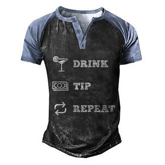 Tip Repeat Bartender Gift Graphic Design Printed Casual Daily Basic Men's Henley Shirt Raglan Sleeve 3D Print T-shirt - Thegiftio UK