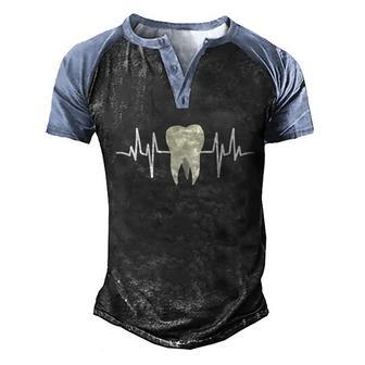 Tooth Heartbeat Dentist Dental Hygienist Assistant Gift Graphic Design Printed Casual Daily Basic Men's Henley Shirt Raglan Sleeve 3D Print T-shirt - Thegiftio UK