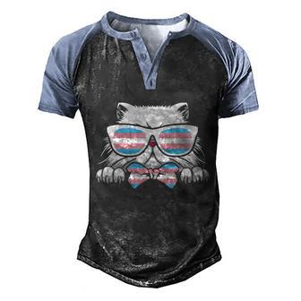Transgender Cat Trans Pride Flag Lgbtq Gender Equality Gift Men's Henley Shirt Raglan Sleeve 3D Print T-shirt - Thegiftio UK