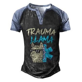 Trauma Llama K Funny Alpaca Llama Snake Men's Henley Shirt Raglan Sleeve 3D Print T-shirt - Thegiftio UK