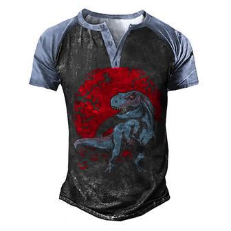 Trex Halloween Spooky T Men's Henley Shirt Raglan Sleeve 3D Print T-shirt - Thegiftio UK