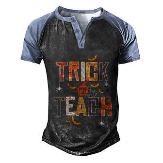 Trick Or Teach Cute Halloween Teacher Graphic Design Printed Casual Daily Basic Men's Henley Shirt Raglan Sleeve 3D Print T-shirt - Thegiftio UK