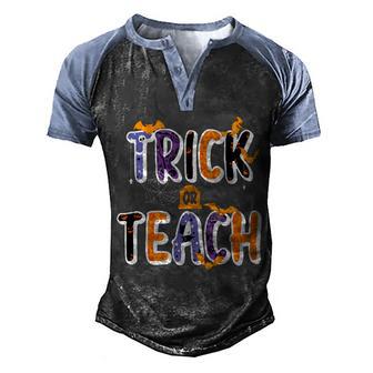 Trick Or Teach Funny Cute Halloween Graphic Design Printed Casual Daily Basic Men's Henley Shirt Raglan Sleeve 3D Print T-shirt - Thegiftio UK