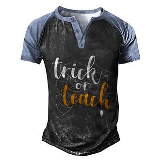 Trick Or Teach Funny Teacher Appreciation Spooky Gift Cobweb Graphic Design Printed Casual Daily Basic Men's Henley Shirt Raglan Sleeve 3D Print T-shirt - Thegiftio UK