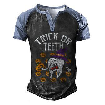 Trick Or Th Halloween Tooth Dentist Dental Assistant Graphic Design Printed Casual Daily Basic Men's Henley Shirt Raglan Sleeve 3D Print T-shirt - Thegiftio UK