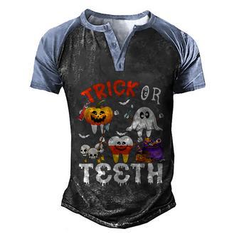 Trick Or Th Treating Candy Pumpkin Boo Tooth Dental Squad Graphic Design Printed Casual Daily Basic Men's Henley Shirt Raglan Sleeve 3D Print T-shirt - Thegiftio UK