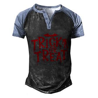 Trick Or Treat Funny Halloween Quote Men's Henley Shirt Raglan Sleeve 3D Print T-shirt - Thegiftio UK