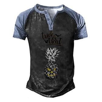 Trick Or Treat Halloween Pineapple Graphic Design Printed Casual Daily Basic Men's Henley Shirt Raglan Sleeve 3D Print T-shirt - Thegiftio UK
