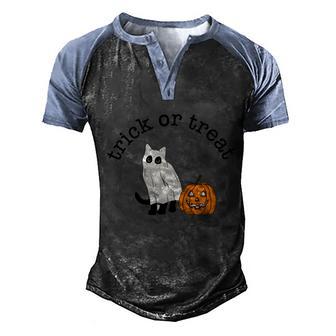 Trick Or Treat Shirt Ghost Black Cat Graphic Design Printed Casual Daily Basic Men's Henley Shirt Raglan Sleeve 3D Print T-shirt - Thegiftio UK