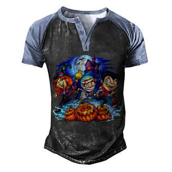 Trick-Or-Treaters Halloween Graphic Design Printed Casual Daily Basic Men's Henley Shirt Raglan Sleeve 3D Print T-shirt - Thegiftio UK
