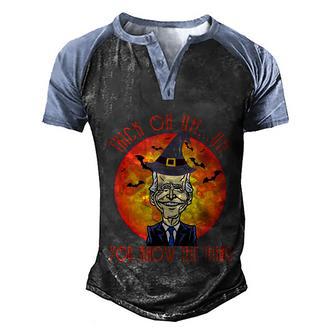 Trick Or Uh You Know The Thing Funny Joe Biden Halloween Graphic Design Printed Casual Daily Basic Men's Henley Shirt Raglan Sleeve 3D Print T-shirt - Thegiftio UK
