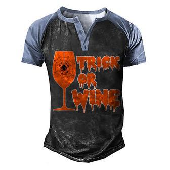 Trick Or Wine Halloween Spider Web Graphic Design Printed Casual Daily Basic Men's Henley Shirt Raglan Sleeve 3D Print T-shirt - Thegiftio UK
