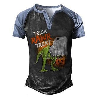 Trick Rawr Treat Halloween T Rex Dinosaur Graphic Design Printed Casual Daily Basic V2 Men's Henley Shirt Raglan Sleeve 3D Print T-shirt - Thegiftio UK