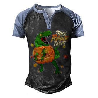 Trick Rawr Treat T-Rex Funny Halloween Graphic Design Printed Casual Daily Basic Men's Henley Shirt Raglan Sleeve 3D Print T-shirt - Thegiftio UK