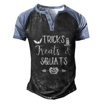 Tricks Treats Squats Pumpkin Weightlifting Halloween Quote Graphic Design Printed Casual Daily Basic Men's Henley Shirt Raglan Sleeve 3D Print T-shirt - Thegiftio UK