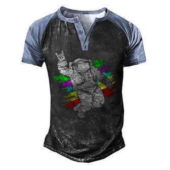 Trippy Astronaut Graphic Design Printed Casual Daily Basic Men's Henley Shirt Raglan Sleeve 3D Print T-shirt - Thegiftio UK