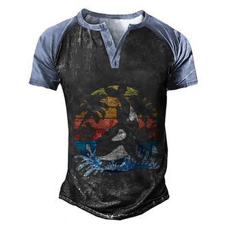 Tropical Beach Ocean Animal Killer Whale Gift Retro Orca Graphic Design Printed Casual Daily Basic Men's Henley Shirt Raglan Sleeve 3D Print T-shirt - Thegiftio UK