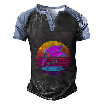 Tropical Flamingo Vaporwave 80S Synthwave Summer Vaporwave Men's Henley Shirt Raglan Sleeve 3D Print T-shirt - Thegiftio UK