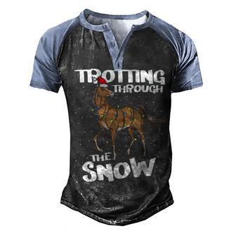 Trotting Through The Snow Men's Henley Shirt Raglan Sleeve 3D Print T-shirt - Thegiftio UK
