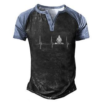 Turntable Dj Dance Music Heartbeat Ekg Pulse Dj Techno Gift Men's Henley Shirt Raglan Sleeve 3D Print T-shirt - Monsterry