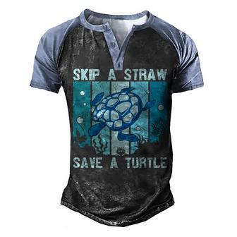 Turtle Funny Tortoise Sea Animal Plus Graphic Men's Henley Shirt Raglan Sleeve 3D Print T-shirt - Thegiftio UK