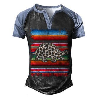Turtle Leopard Print Mexican Serape Cinco De Mayo Graphic Design Printed Casual Daily Basic Men's Henley Shirt Raglan Sleeve 3D Print T-shirt - Thegiftio UK
